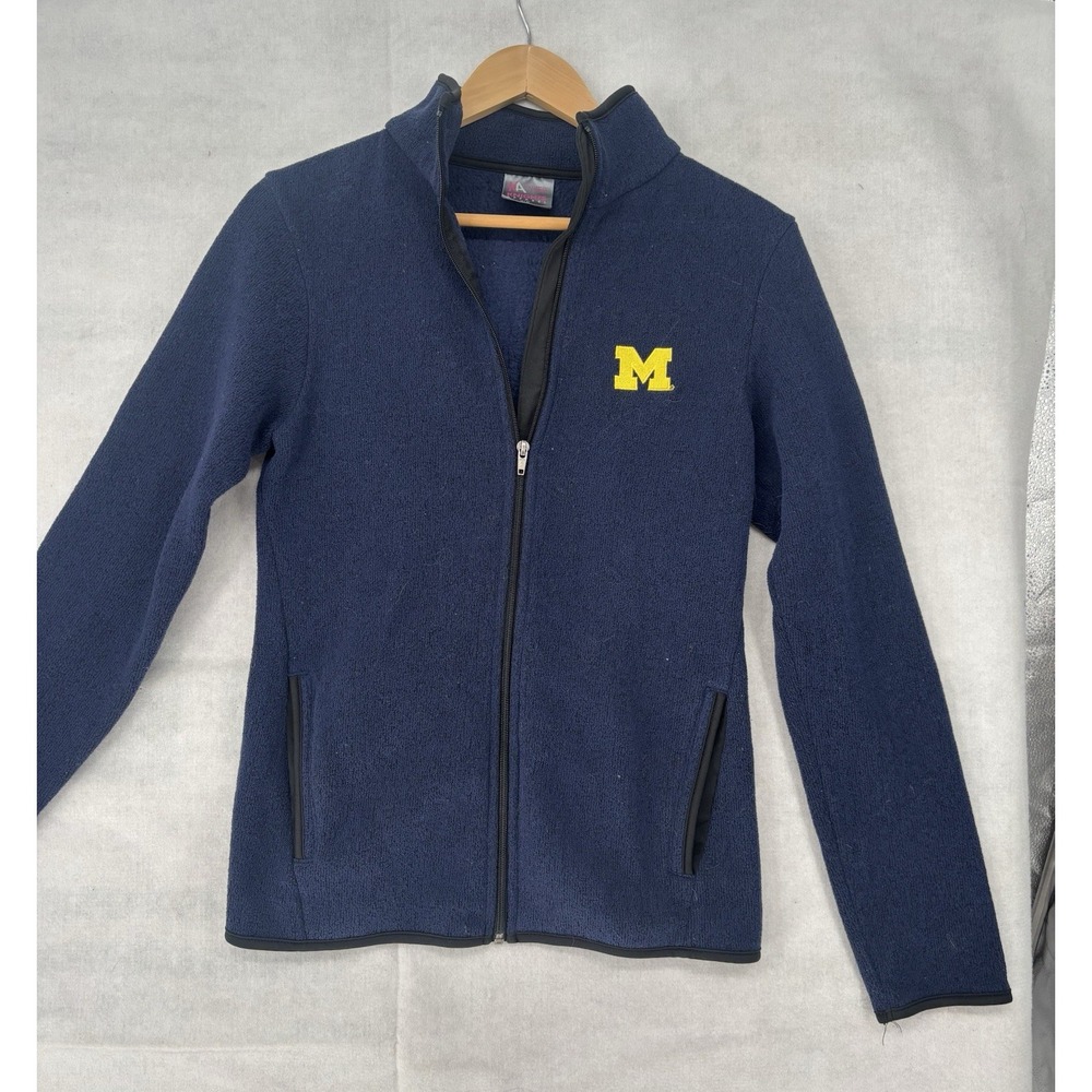 Michigan Wolverines Knit Jacket Womens S Blue Knights Apparel Full Zip UofM